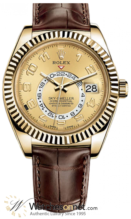 Rolex Sky Dweller  Automatic Men's Watch, 18K Yellow Gold, Champagne Dial, 326138-CHAMP