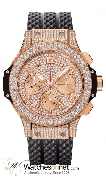 Hublot Big Bang 41mm  Chronograph Automatic Men's Watch, 18K Rose Gold, Diamond Pave Dial, 341.PX.9010.RX.1704