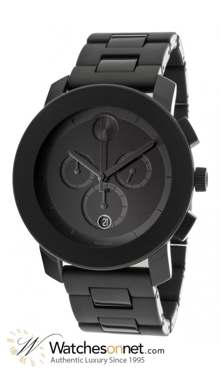 Movado Bold  Chronograph Quartz Men's Watch, Stainless Steel, Black Dial, 3600048