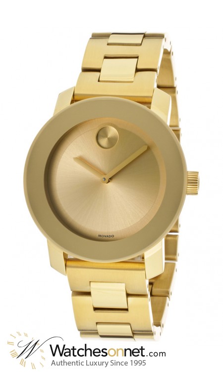 Movado Bold  Quartz Men's Watch, Gold Plated, Gold Dial, 3600085