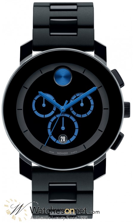 Movado Bold  Chronograph Quartz Men's Watch, Stainless Steel, Black Dial, 3600101