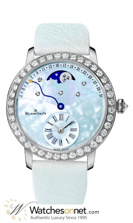 Blancpain Leman  Automatic Women's Watch, 18K White Gold, Mother Of Pearl & Diamonds Dial, 3653-1954L-58B