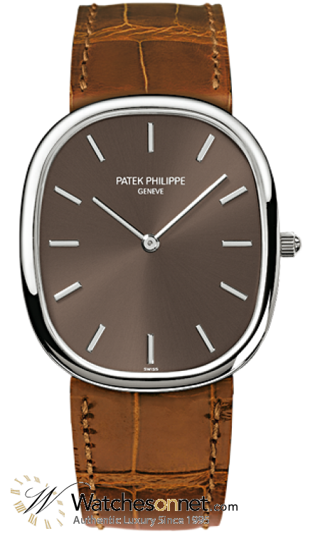 Patek Philippe Golden Ellipse  Automatic Men's Watch, 18K White Gold, Brown Dial, 3738/100G-012