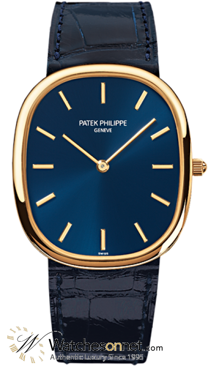 Patek Philippe Golden Ellipse  Automatic Men's Watch, 18K Yellow Gold, Blue Dial, 3738/100J-012