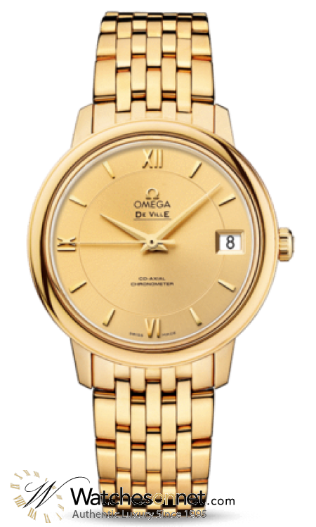 Omega De Ville  Automatic Women's Watch, 18K Yellow Gold, Champagne Dial, 424.50.33.20.08.001