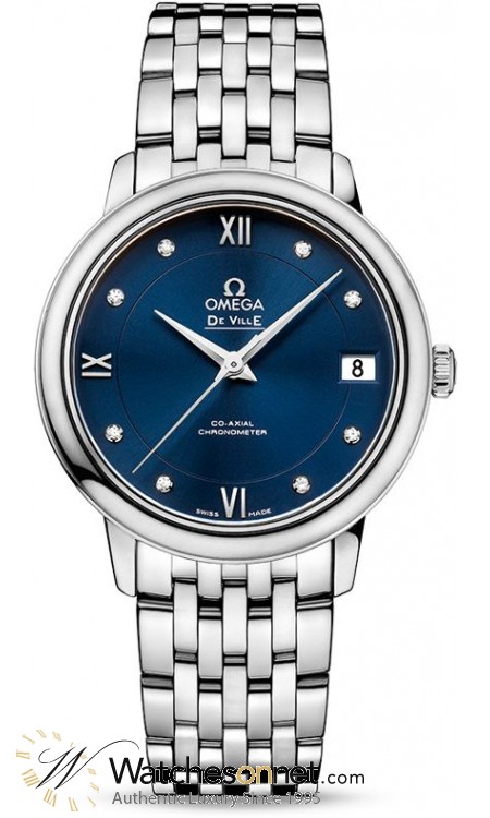 Omega De Ville  Automatic Women's Watch, Stainless Steel, Blue Dial, 424.10.33.20.53.001