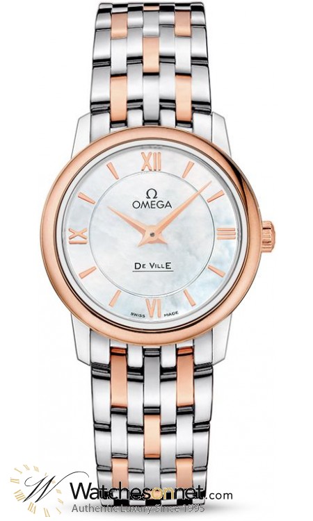 Omega De Ville  Quartz Women's Watch, Steel & 18K Rose Gold, Mother Of Pearl Dial, 424.20.27.60.05.002