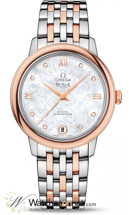Omega De Ville  Automatic Women's Watch, Steel & 18K Rose Gold, Silver Dial, 424.20.33.20.55.001
