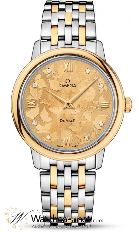 Omega De Ville  Quartz Women's Watch, Steel & 18K Yellow Gold, Champagne Dial, 424.20.33.60.58.001