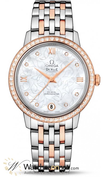 Omega De Ville  Automatic Women's Watch, Steel & 18K Rose Gold, Silver Dial, 424.25.33.20.55.003