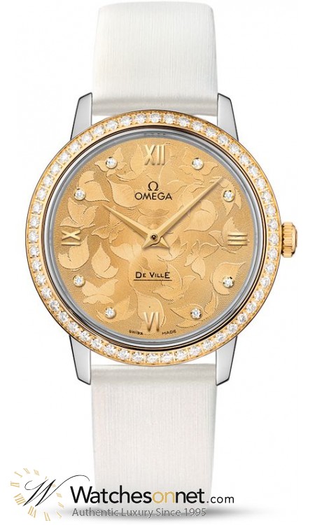Omega De Ville  Quartz Women's Watch, Steel & 18K Yellow Gold, Champagne Dial, 424.27.33.60.58.001