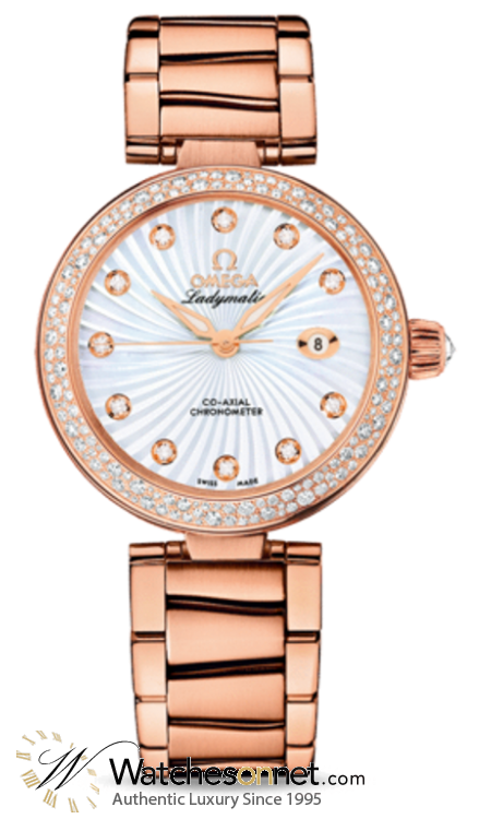 Omega De Ville Ladymatic  Automatic Women's Watch, 18K Rose Gold, Mother Of Pearl & Diamonds Dial, 425.65.34.20.55.003