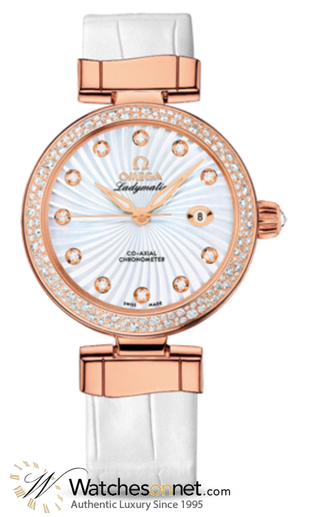Omega De Ville Ladymatic  Automatic Women's Watch, 18K Rose Gold, Mother Of Pearl & Diamonds Dial, 425.68.34.20.55.004