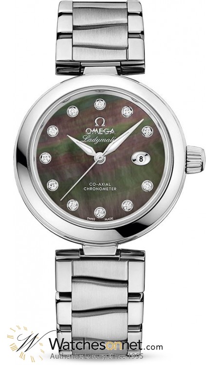 Omega De Ville Ladymatic  Automatic Women's Watch, Stainless Steel, Black Mother Of Pearl Dial, 425.30.34.20.57.004