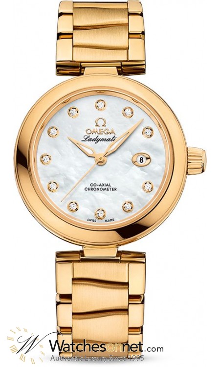 Omega De Ville Ladymatic  Automatic Women's Watch, 18K Yellow Gold, Mother Of Pearl & Diamonds Dial, 425.60.34.20.55.003