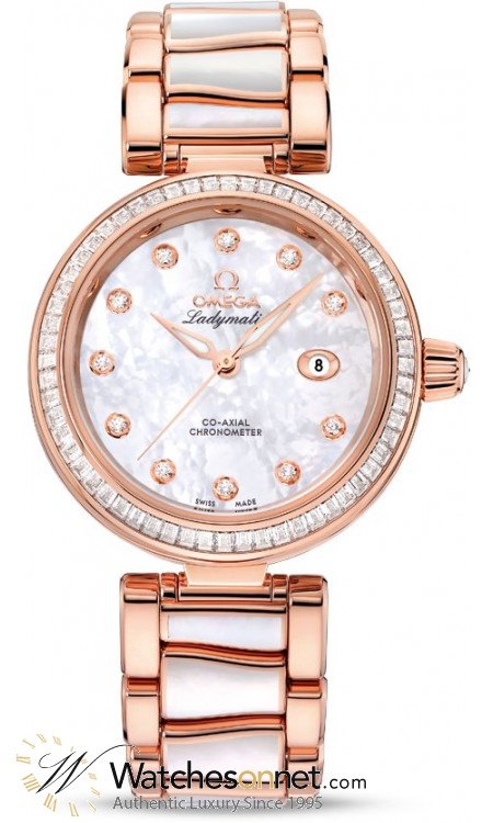 Omega De Ville  Automatic Women's Watch, 18K Rose Gold, Mother Of Pearl & Diamonds Dial, 425.65.34.20.55.007