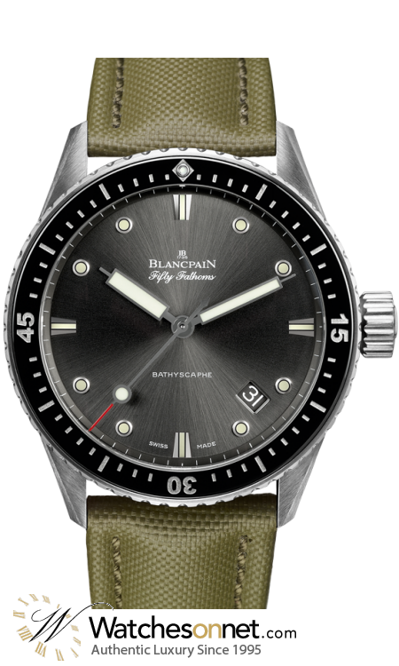 Blancpain Fifty Fathoms Bathyscaphe  Automatic Men's Watch, Stainless Steel, Grey Dial, 5000-1110-K52A
