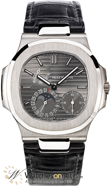 Patek Philippe Nautilus  Automatic With Power Reserve Men's Watch, 18K White Gold, Grey Dial, 5712G-001