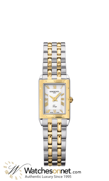 Raymond Weil Tango  Quartz Women's Watch, Gold Plated, White Dial, 5971-STP-00308