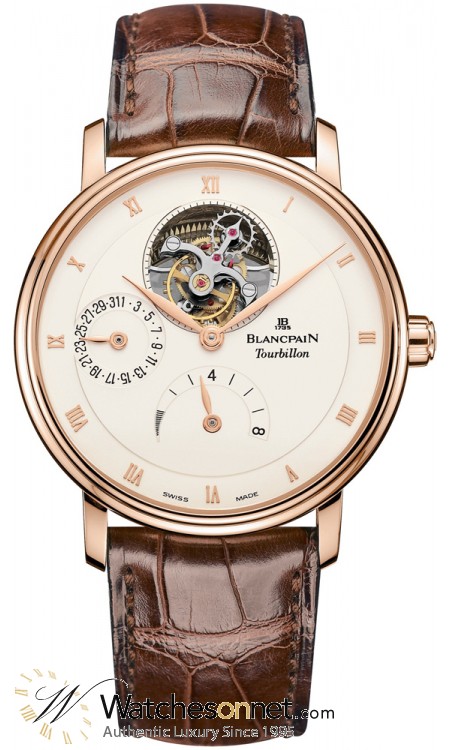 Blancpain Villeret  Tourbillon Men's Watch, 18K Rose Gold, White Dial, 6025-3642-55B