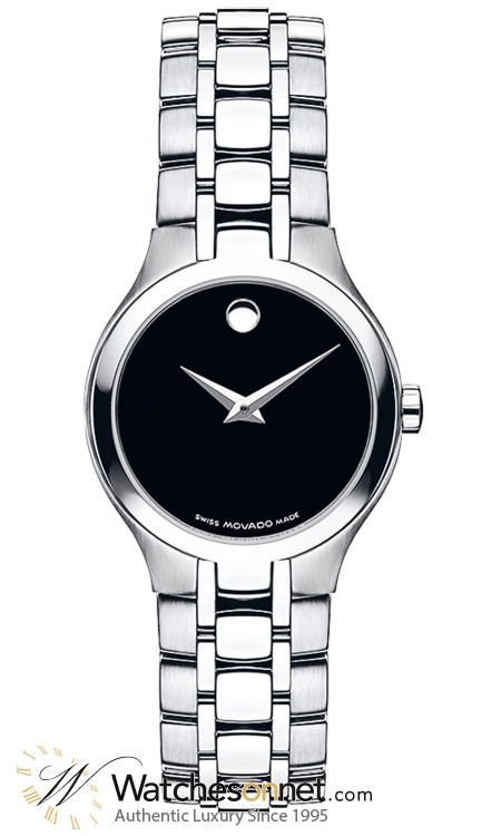 Movado Exclusive  Quartz Women's Watch, Stainless Steel, Black Dial, 606368