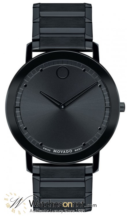 Movado Sapphire  Quartz Men's Watch, PVD Black Steel, Black Dial, 606882