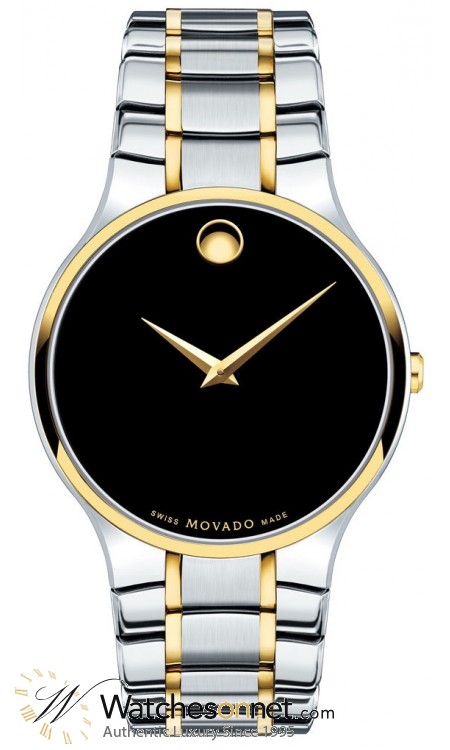 Movado Serio  Quartz Men's Watch, Stainless Steel & Yellow PVD, Black Dial, 606901