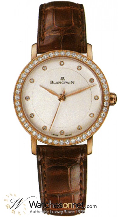 Blancpain Villeret  Automatic Women's Watch, 18K Rose Gold, White & Diamonds Dial, 6102-2987-55