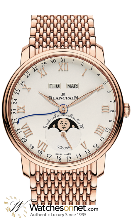 Blancpain Villeret  Automatic Men's Watch, 18K Rose Gold, White Dial, 6639-3642-MMB