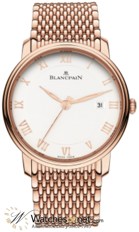 Blancpain Villeret  Automatic Men's Watch, 18K Rose Gold, White Dial, 6651-3642-MMB