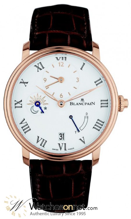 Blancpain Villeret  Automatic GMT Men's Watch, 18K Rose Gold, White Dial, 6661-3631-55B