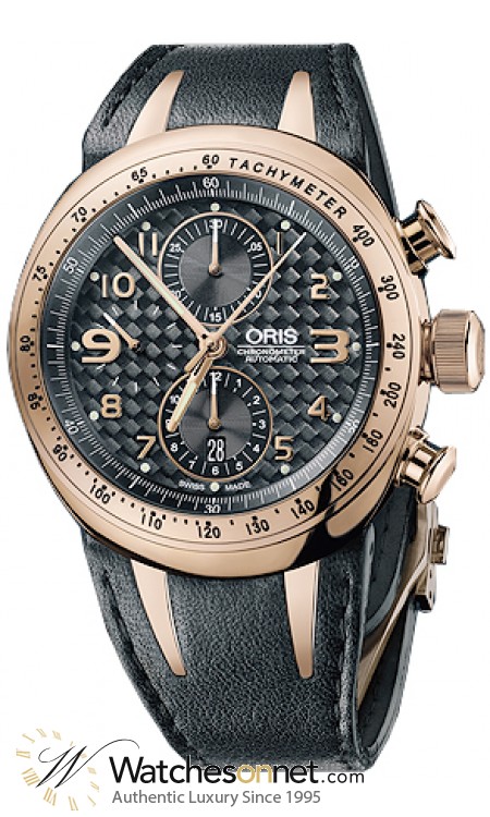 Oris Motor Sport TT3  Chronograph Automatic Men's Watch, 18K Rose Gold, Black Dial, 680-7601-6084-LS