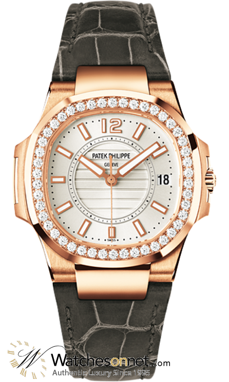 Patek Philippe Nautilus  Quartz Women's Watch, 18K Rose Gold, White Dial, 7010R-001