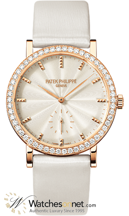Patek Philippe Calatrava  Mechanical Women's Watch, 18K Rose Gold, Cream & Diamonds Dial, 7120R-001