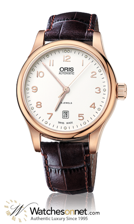 Oris Classic  Automatic Men's Watch, 18K Rose Gold, Silver Dial, 733-7594-4891-07-6-20-12