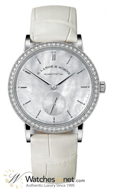 A. Lange & Sohne Saxonia  Manual Winding Women's Watch, 18K White Gold, Mother Of Pearl Dial, 878.029