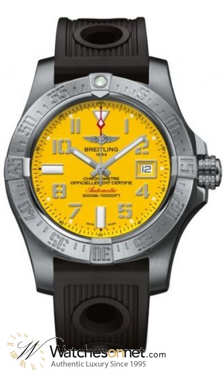 Breitling Avenger II Seawolf  Automatic Men's Watch, Stainless Steel, Yellow Dial, A1733110.I519.200S