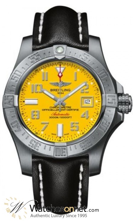 Breitling Avenger II Seawolf  Automatic Men's Watch, Stainless Steel, Yellow Dial, A1733110.I519.435X