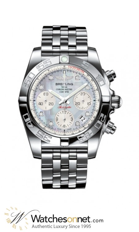 Breitling Chronomat 41  Chronograph Automatic Men's Watch, Stainless Steel, Mother Of Pearl & Diamonds Dial, AB014012.G712.378A