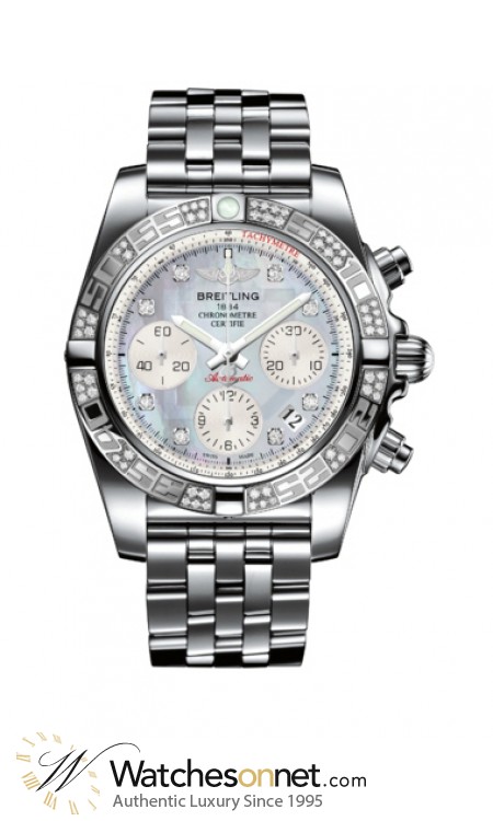 Breitling Chronomat 41  Chronograph Automatic Men's Watch, Stainless Steel, Mother Of Pearl & Diamonds Dial, AB0140AA.G712.378A