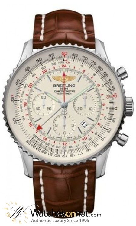 Breitling Navitimer GMT  Automatic Men's Watch, Stainless Steel, Silver Dial, AB044121.G783.755P