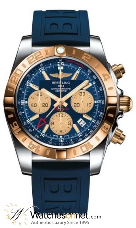 Breitling Chronomat 44 GMT  Automatic Men's Watch, Stainless Steel & Rose Gold, Blue Dial, CB042012.C858.158S