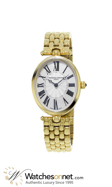 Frederique Constant Art Deco  Quartz Women's Watch, 18K Gold Plated, Silver Dial, FC-200MPW2V5B