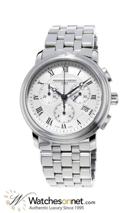 Frederique Constant Classics Chronograph  Chronograph Quartz Men's Watch, Stainless Steel, Silver Dial, FC-292MC4P6B2