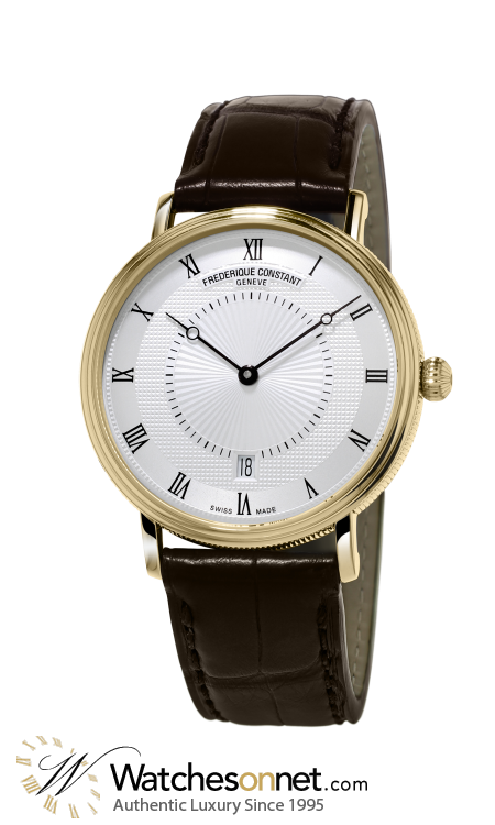 Frederique Constant Slimline Classics  Automatic Men's Watch, 18K Gold Plated, Silver Dial, FC-306MC4S35