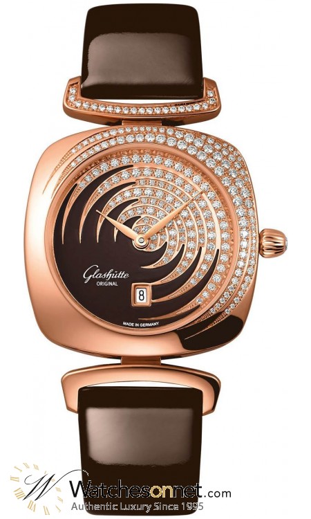 Glashutte Original Pavonina  Quartz Women's Watch, 18K Rose Gold, Brown & Diamonds Dial, 1-03-01-04-15-01