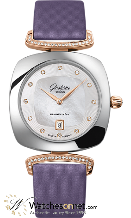 Glashutte Original Pavonina  Quartz Women's Watch, Steel & 18K Rose Gold, Mother Of Pearl Dial, 1-03-01-08-06-02