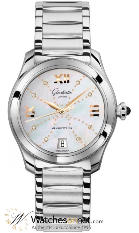 Glashutte Original Lady Serenade  Automatic Women's Watch, Stainless Steel, Mother Of Pearl & Diamonds Dial, 1-39-22-12-02-34