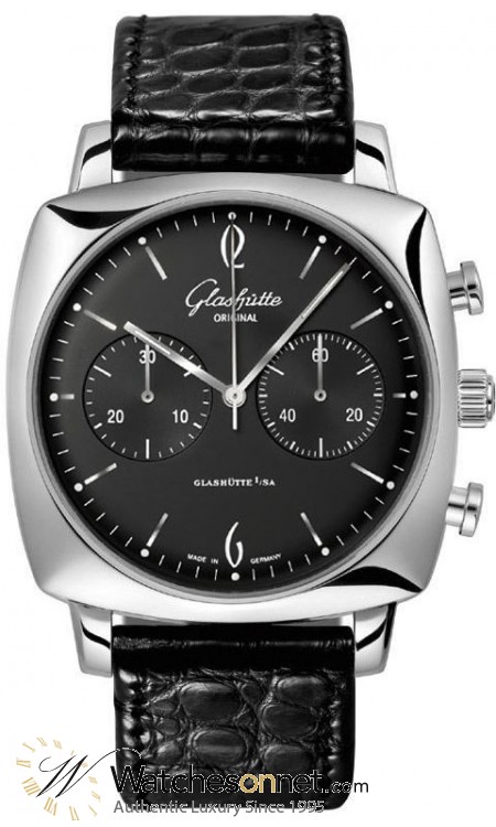 Glashutte Original Sixties  Chronograph Automatic Men's Watch, Stainless Steel, Black Dial, 1-39-34-02-32-04