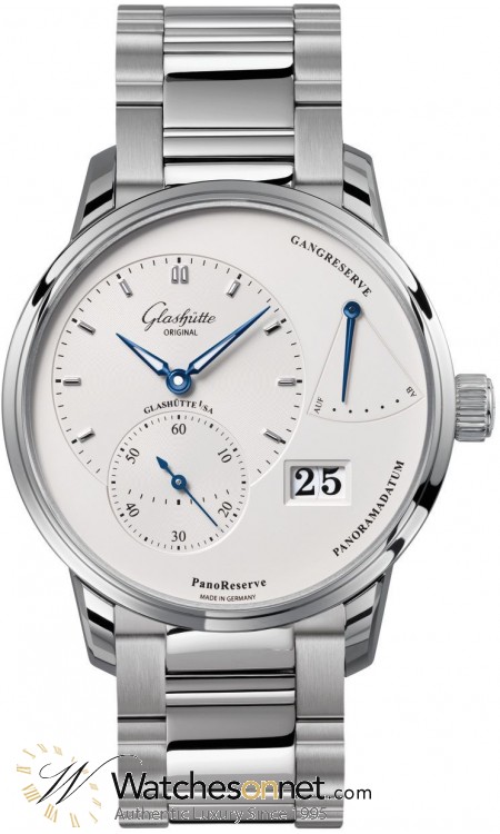 Glashutte Original PanoReserve  Automatic Men's Watch, Stainless Steel, Silver Dial, 1-65-01-22-12-24